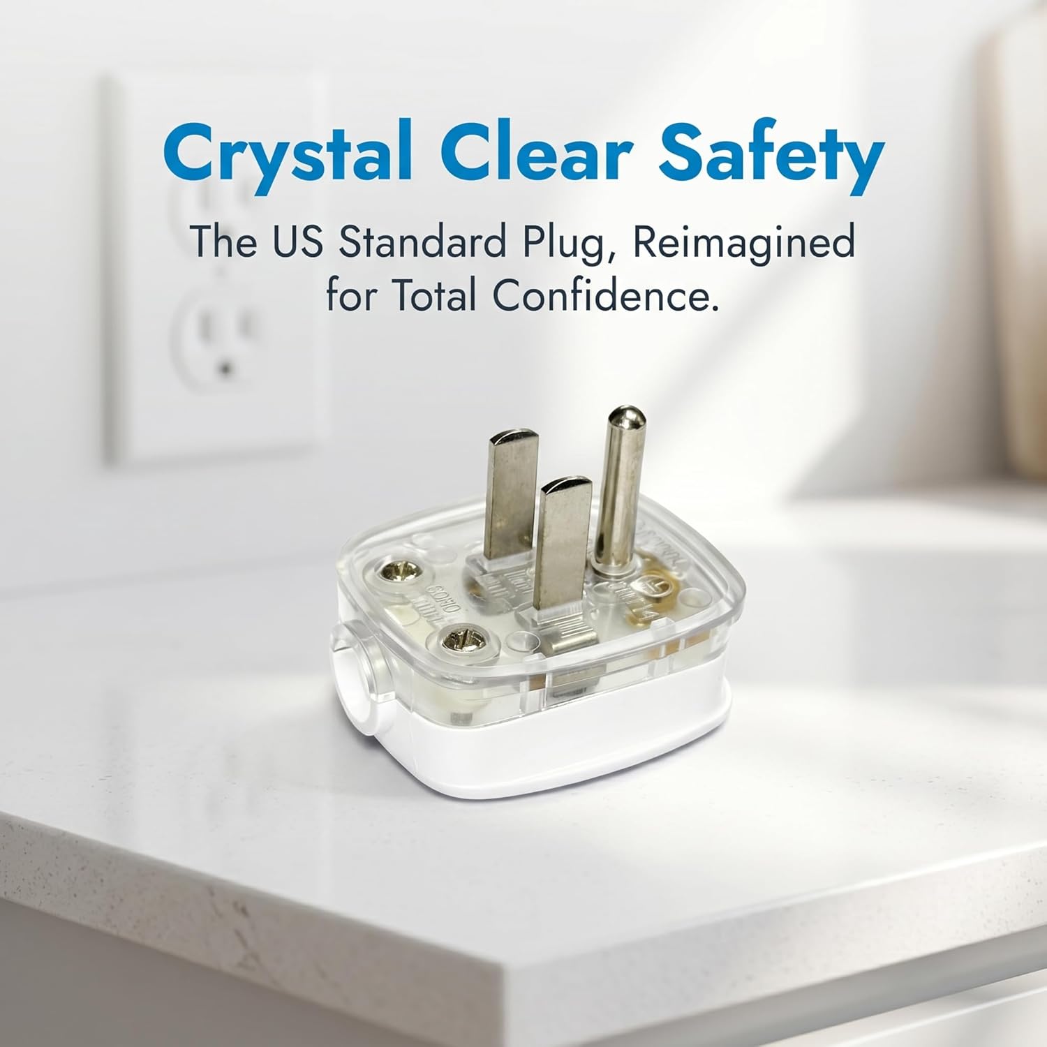 Right Angle Plug Flat Wall Plug, Replacement Plug 3 Prong 125V 10A, 90 Degree Outlet Adapter for Short Extension Cord