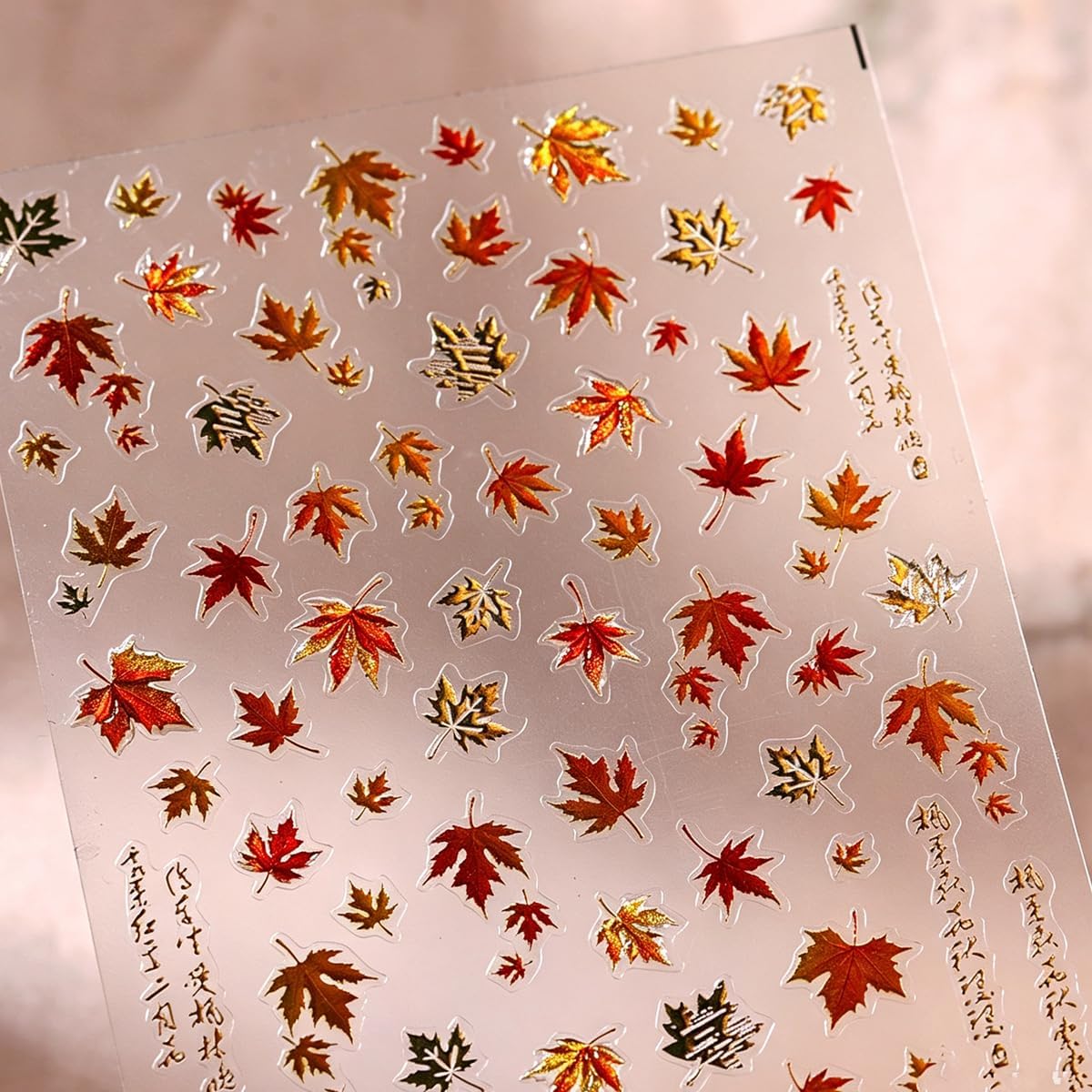 5D Golden Fall Nail Stickers Autumn Maple Leaf Nail Decals for DIY Nail