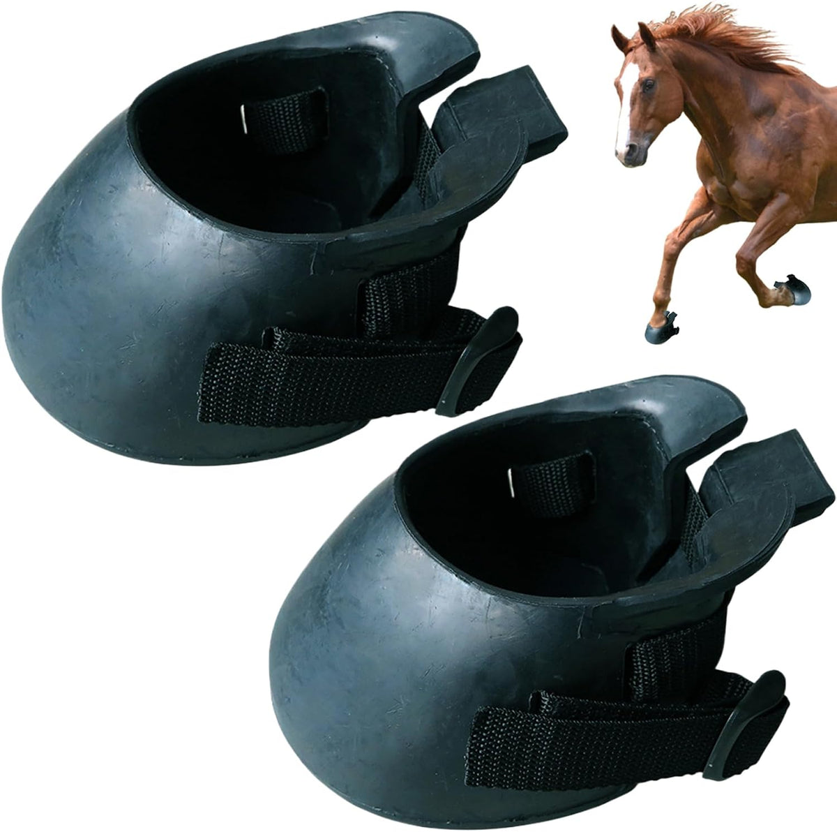 1 Pair Hoof Boots for Horses Rubber Protective Sturdy Horse Hoof Boots Portable Thick Hoof Boots for Wound Management
