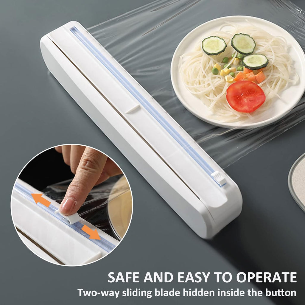 Plastic Wrap Dispenser With Cutter, Reusable Cling Film Dispenser, Cling Wrap Dispenser With Slide Cutter, Also For