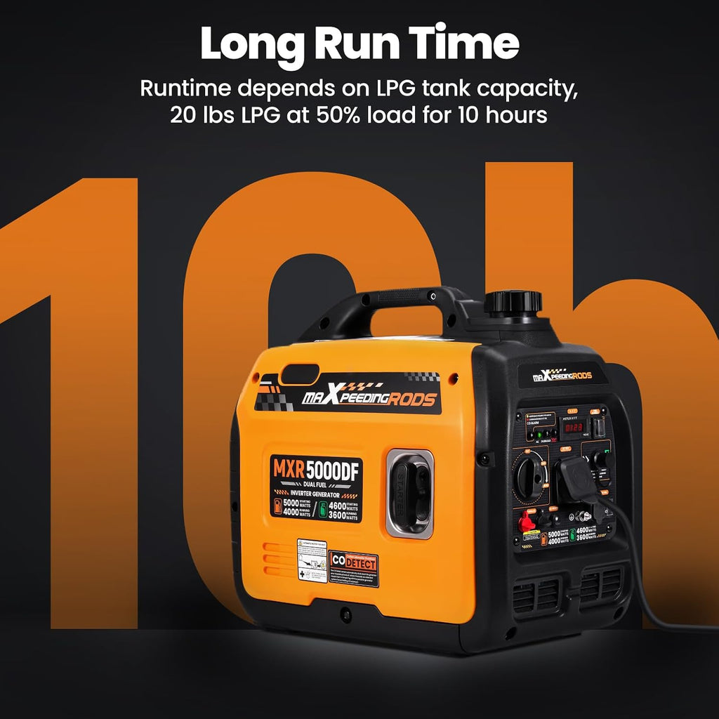 5KW Dual Fuel Inverter Generator for RV Outdoor Events Home | 5000 Watt Gasoline&Propane Powered,CO