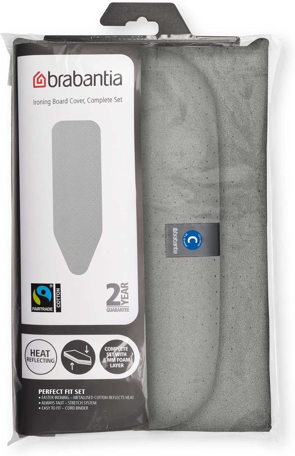 Replacement Ironing Board Cover | All-in-One Set | Fits XL Comfort Board (Size C) | Fairtrade Metalized Cover | 100%
