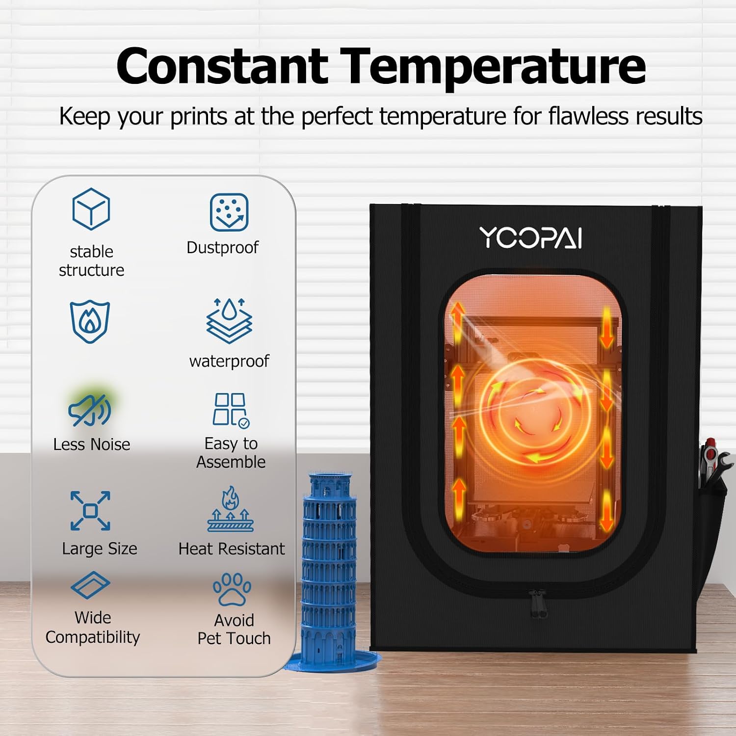 3D Printer Enclosure Dustproof Tent Constant Temperature Protective +Low Noise Exhaust Fan