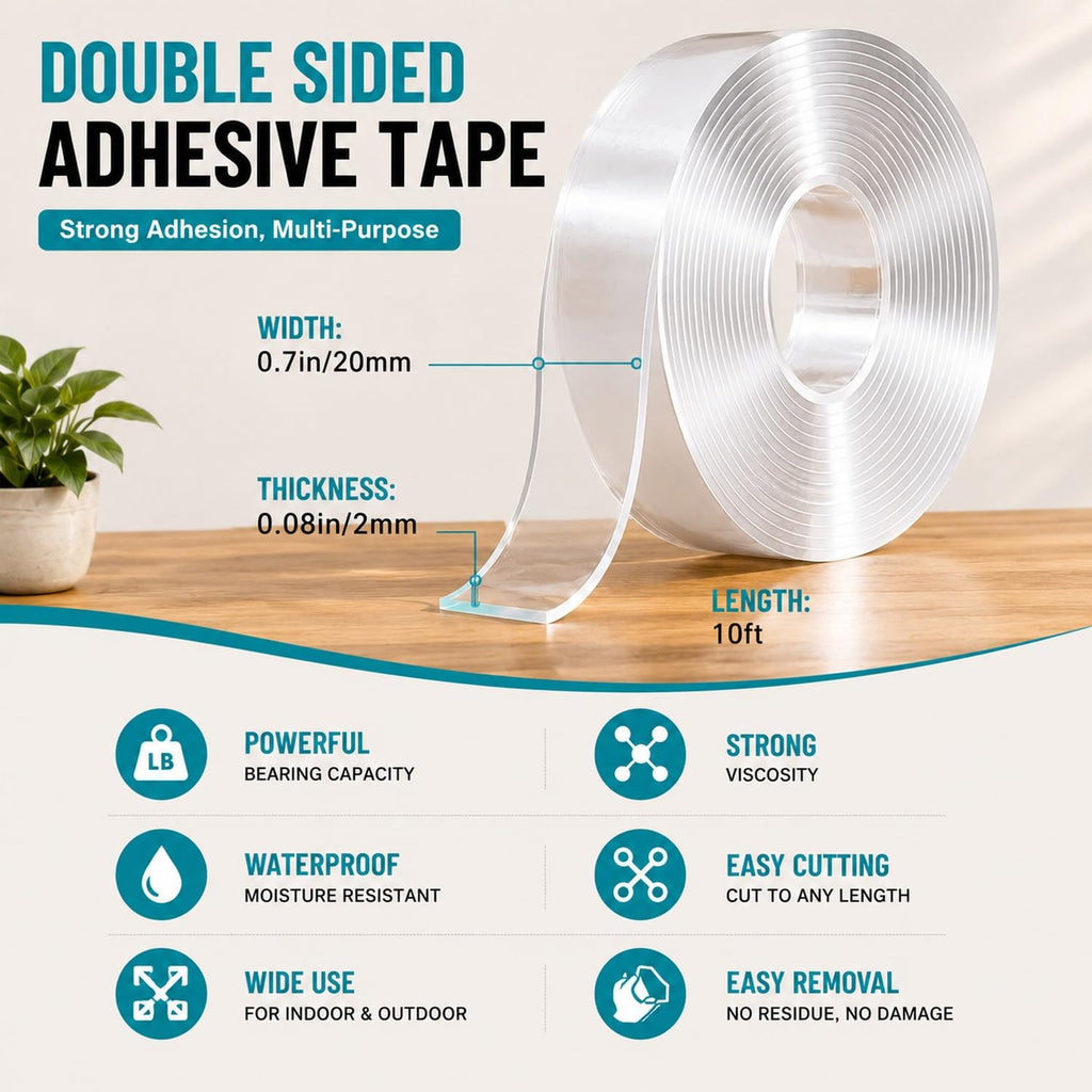 Extra Strong Double Sided Tape Heavy Duty Removable 10FT