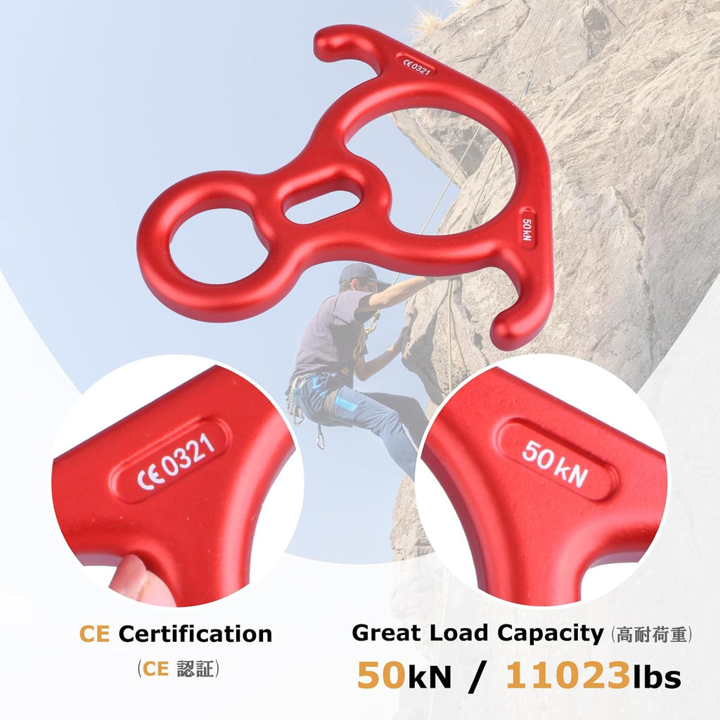 Figure 8 Descender, 35KN 50kN Rescue Figure Belay Device Belaying and Rappelling Gear Descender Rigging for Climbing