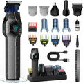 Beard Trimmer for Men, Magnetic Snap-on Replacement Heads & Charging Dock, IPX7 Waterproof Cordless Hair Clippers