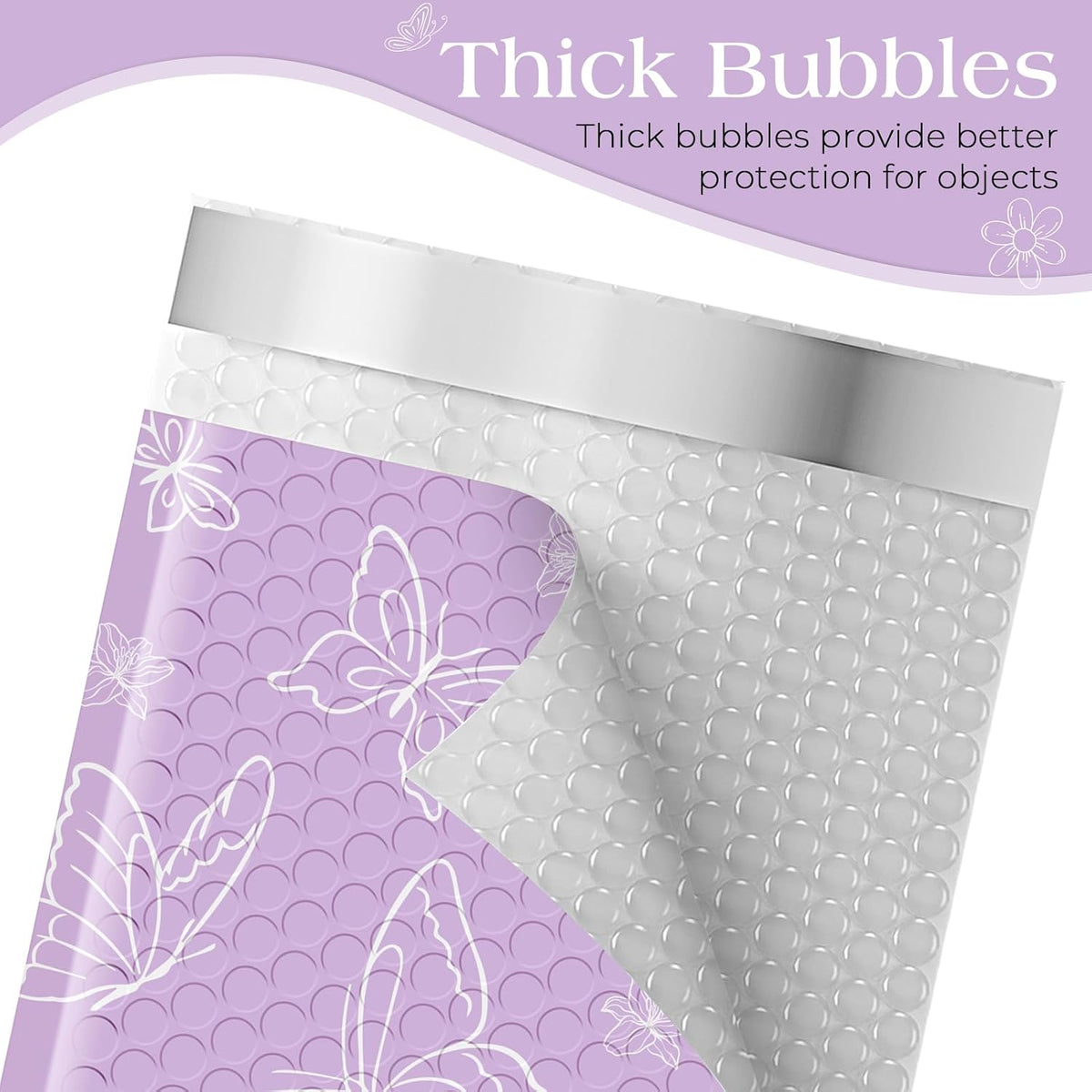 Cute Design Bubble Mailers 8.5x12 Inch 40 Pack Purple Butterfly