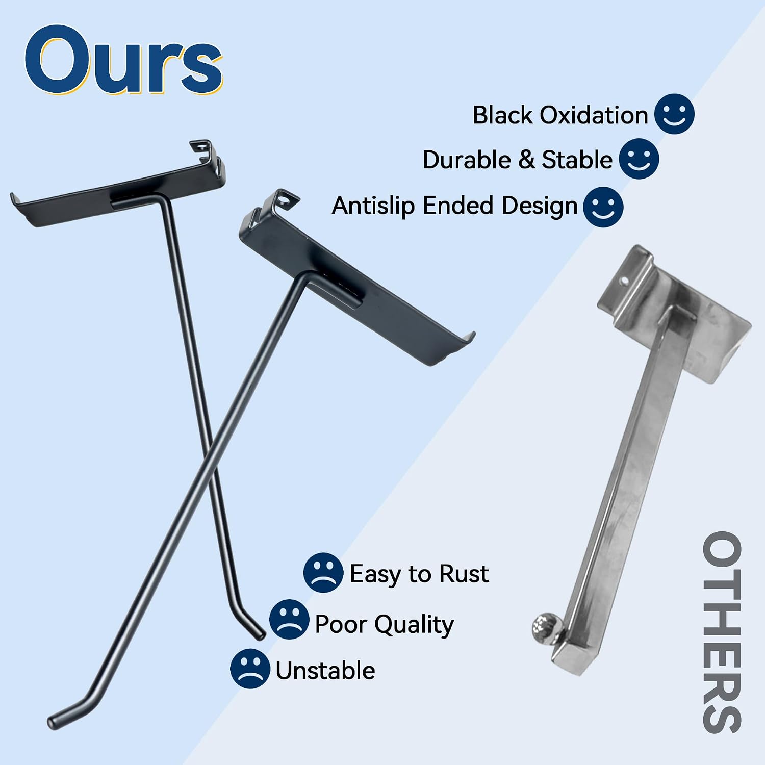 Gridwall Hooks 4in, Black Grid Wall Panel Hangers, Metal Display Hooks for Grid Wall, Gridwall Accessories for Retail