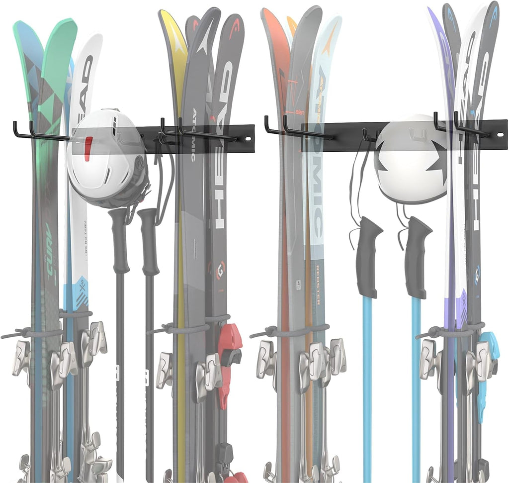 Wall Mounted Ski Rack, Indoor Ski Hangers for Garage | Ski Storage for Home, One-piece Design, Wall Mount Ski Holder