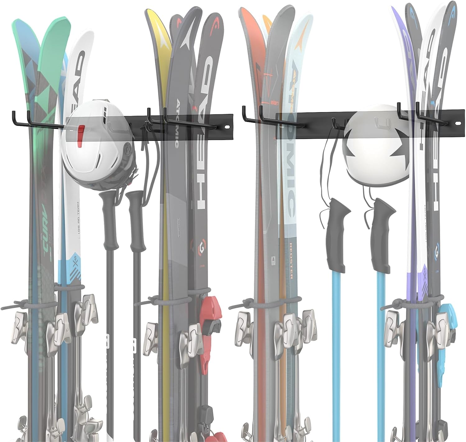 Wall Mounted Ski Rack, Indoor Ski Hangers for Garage | Ski Storage for Home, One-piece Design, Wall Mount Ski Holder