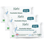 Flushable Baby Wipes for Sensitive Skin, 168 Count (3 Packs)