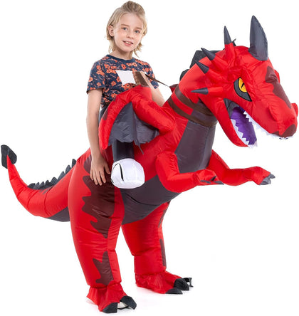 Inflatable Toddler Child Dragon Costume, Blow up Rider Cosplay Boys Girls | 360 Degree Detailed 3D Design, Durable