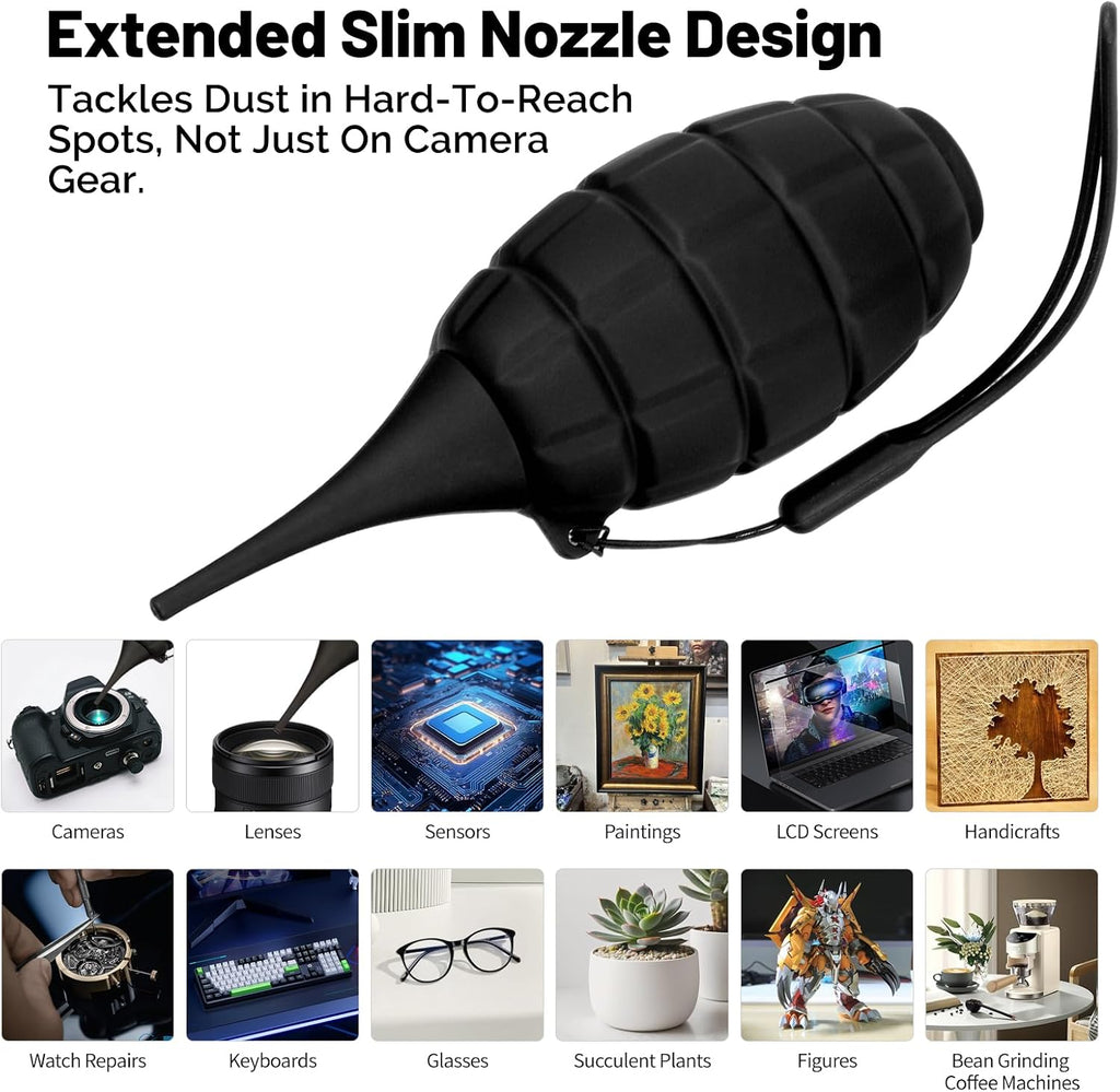 Camera Cleaning Kit - 2X Soft Tipped Upgraded Camera Sensor Blower - Compressed Air Camera Cleaner with Silicone