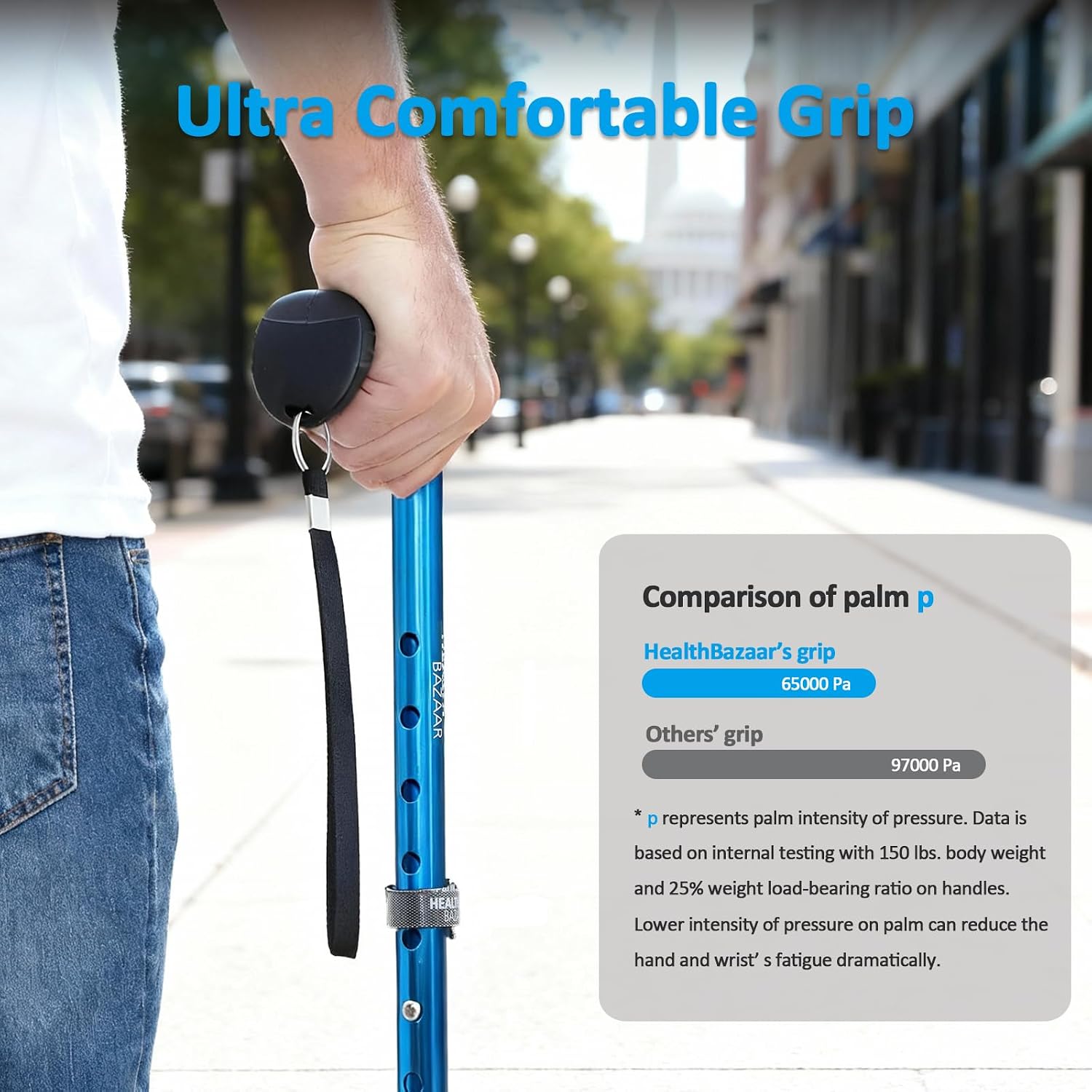 All Terrain Walking Cane for Men & Women, Lightweight, Foldable, Adjustable, Shock Absorption, Collapsible Walking