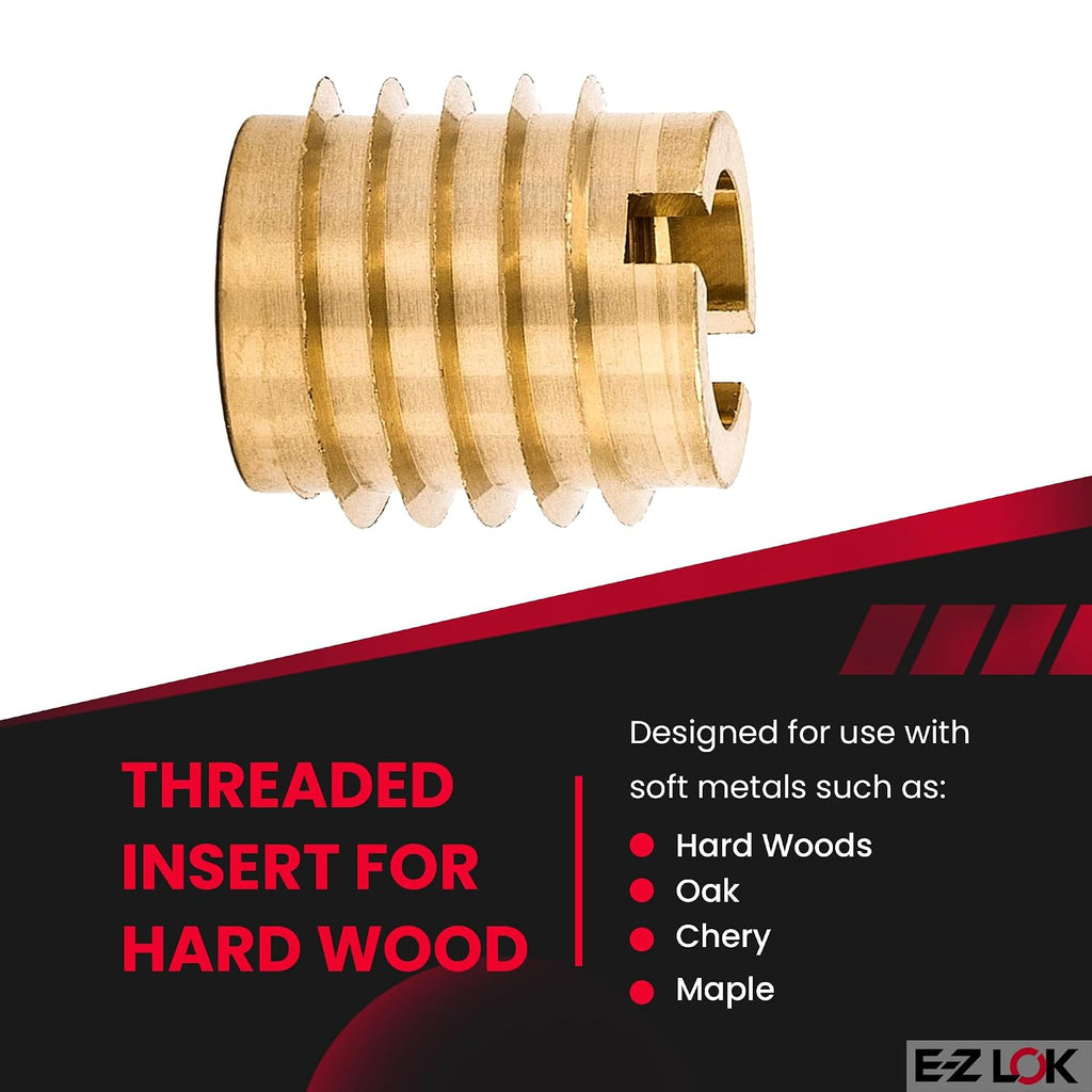 E-Z LOK Knife Threaded Insert for Hard-Wood, Brass Thread Inserts 5/16-18 Internal Threads, 0.625" Length Pack of 10