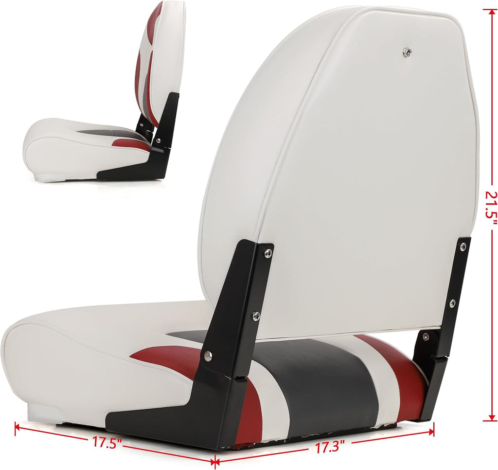 Deluxe A Pair of Marine High Back Folding Boat Chair Fishing Boat Seat,for Fishing, Bass/Jon/Pontoon Boat Chairs, 4