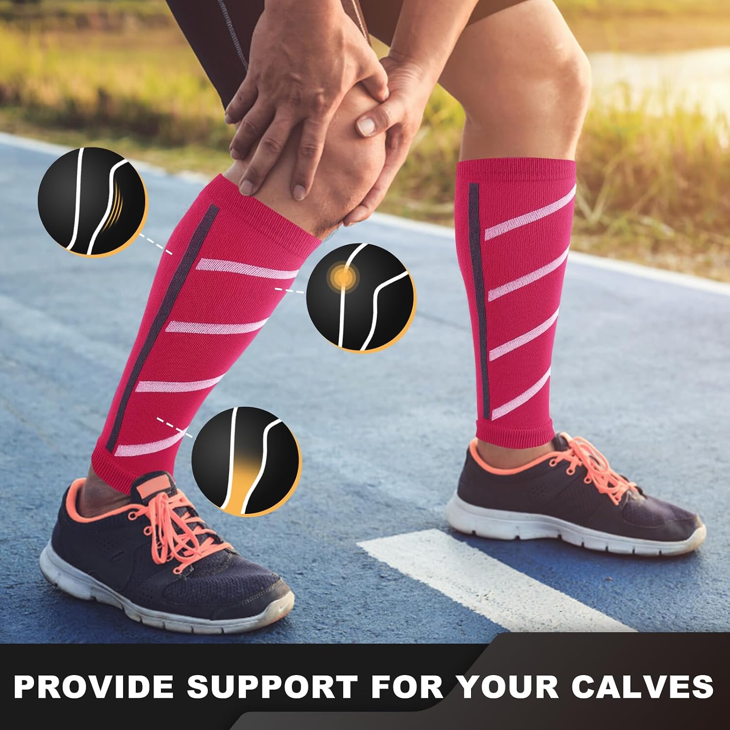 3 Pairs Calf Compression Sleeve for Men and Women for Running Athletic Nurses Work Support Travel Flight Sports