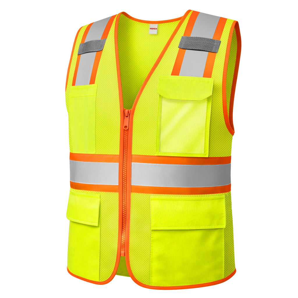 High Visibility Safety Vest with Reflective Strips and Pockets