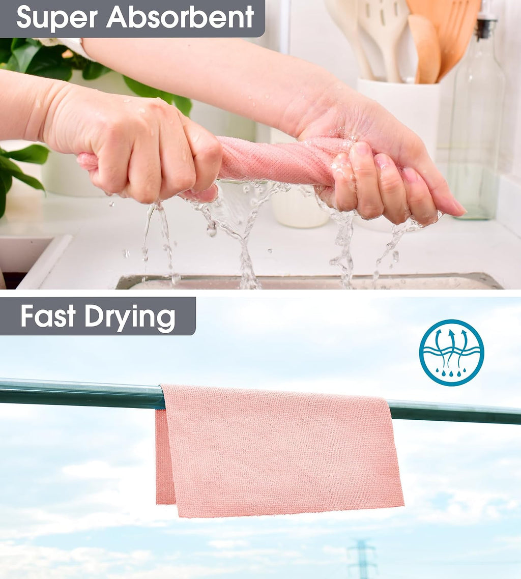 Microfiber Cleaning Cloth Roll - Tear-Away Reusable Microfiber Paper Towels, Lint-Free, Washable, 20 Sheets for