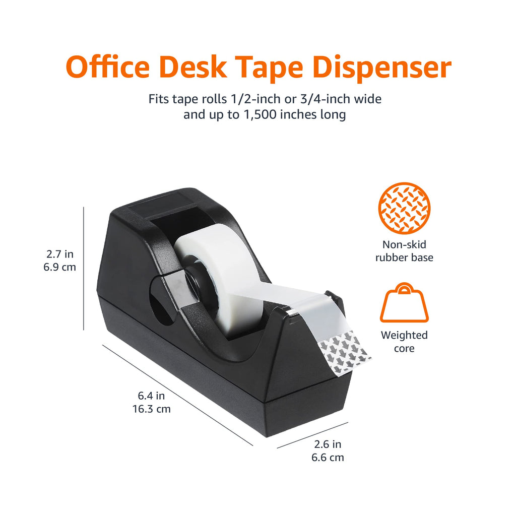 Weighted Desktop Tape Dispenser with Non-Skid Base, Desk Accessory, 24-Pack
