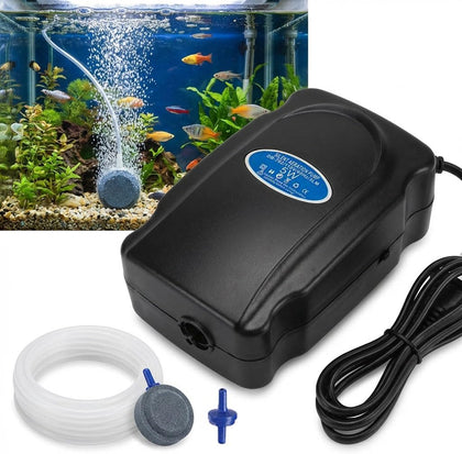 Aquarium Air Pump, Fish Tank Bubbler with Adjustable Airflow & Dual Outlets, Ultra Quiet Energy Saving Fish Tank