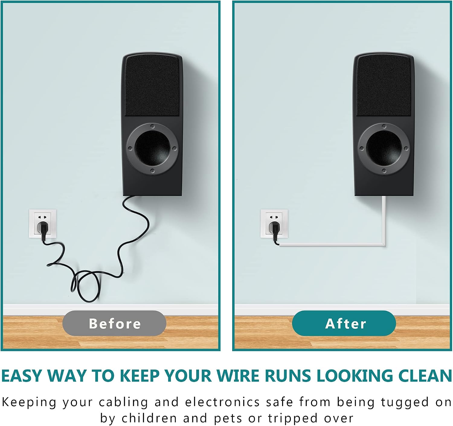 One Cord Cover Wall 153in(9X L17in), Mini Wire Hider, Self-Adhesive Wire Cover for Hiding Speaker Wire, Baby Monitor