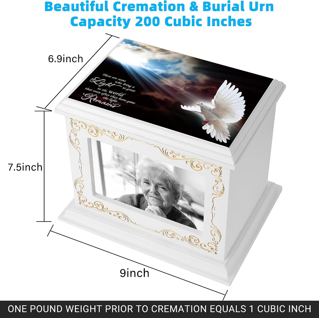 Cremation Urns for Human Ashes Adult Up to 200 IBS with Photo Frame