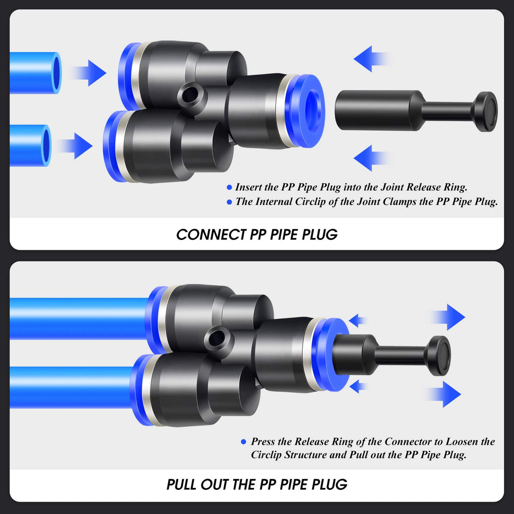 TAILONZ 5/16 Inch Push-to-Connect Fitting Pneumatic Plug PP-5/16 10Pcs
