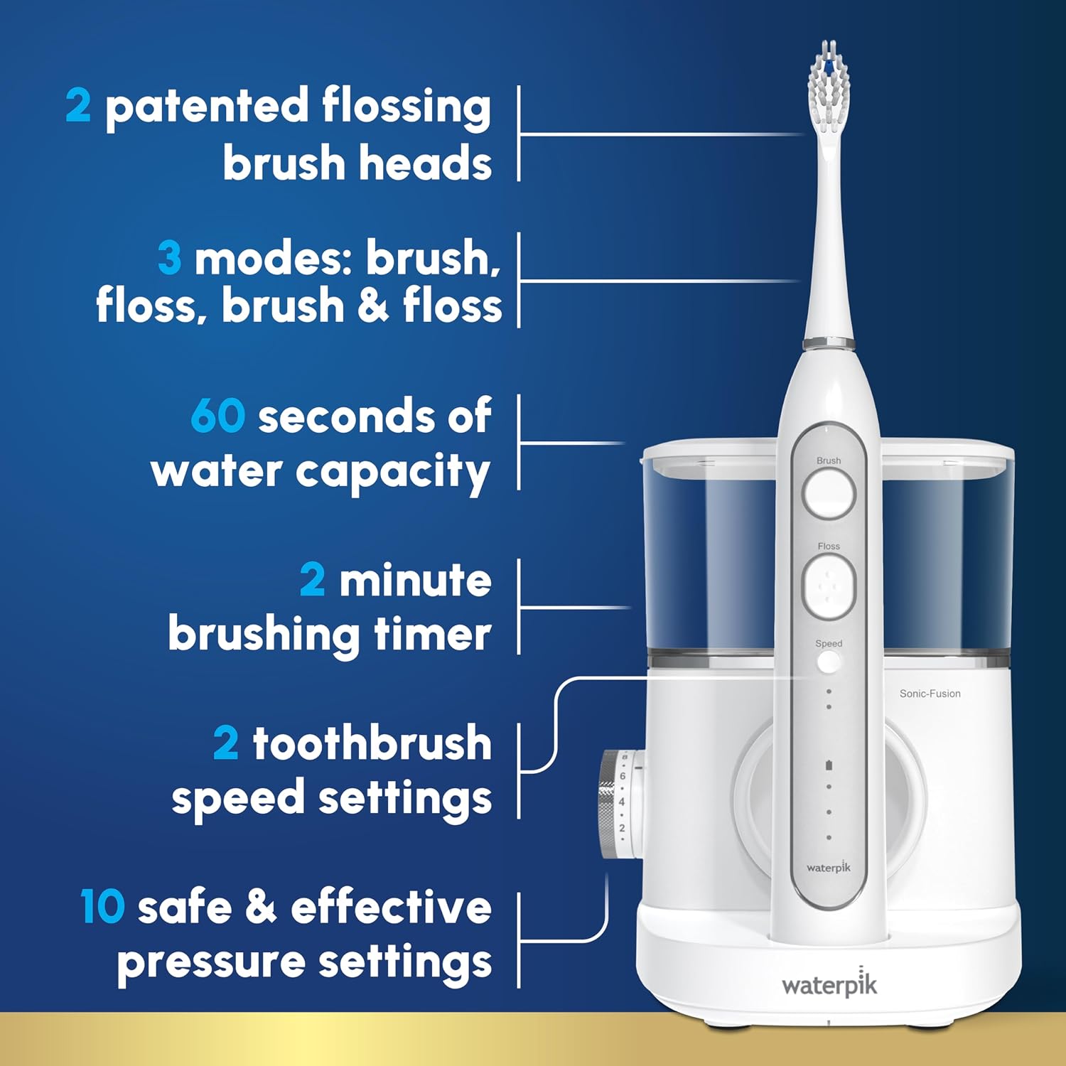 Sonic-Fusion 2.0 Professional Flossing Electric Toothbrush with Water Flosser Combo Two In One, For Daily Gum Care