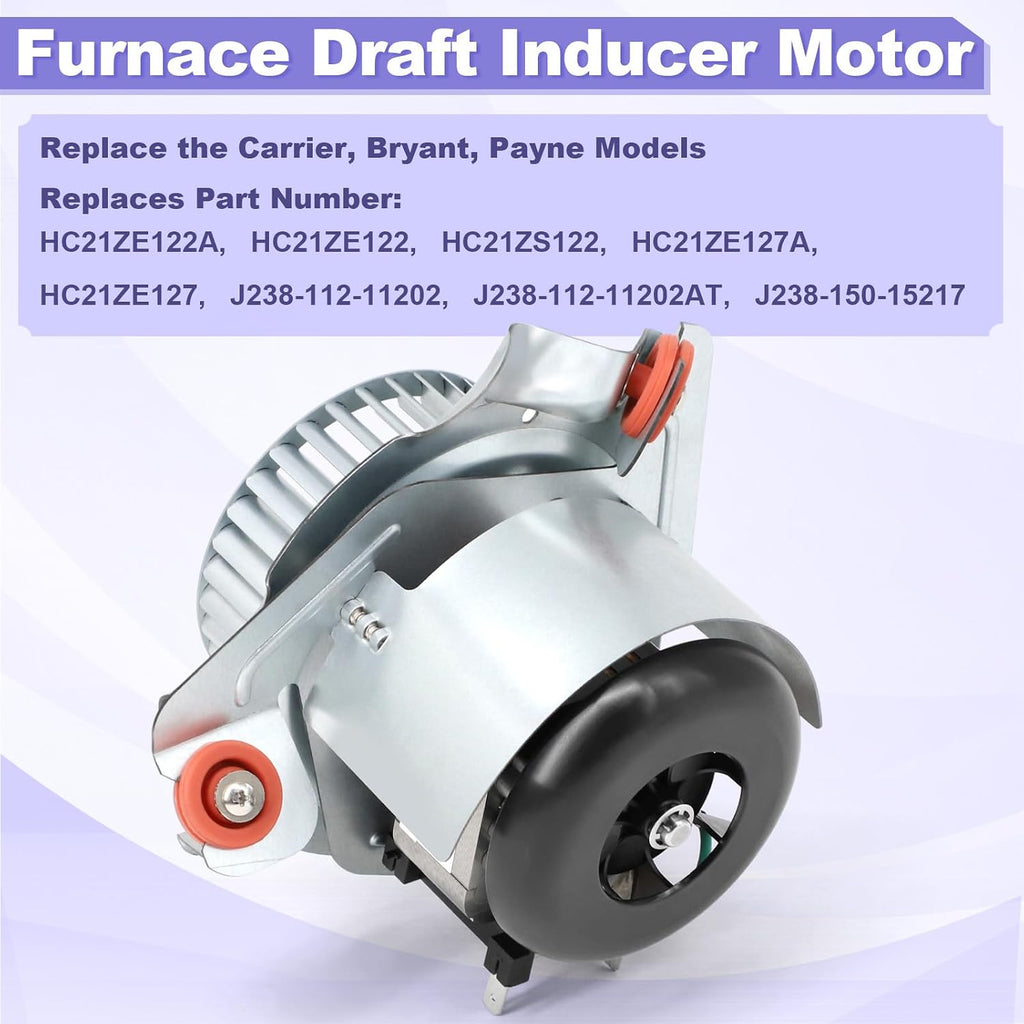 Furnace Draft Inducer Blower Motor Assembly HC21ZE122A Compatible with Payne, Carrier, Bryant, Jakel J238-112-11202 Furnace Exhaust Blower Motor Kit Replacement
