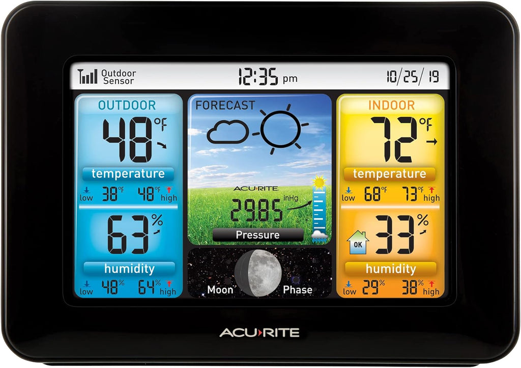 Wireless Home Weather Station with Color Display, Indoor Outdoor Thermometer and Temperature Sensor (02077M)