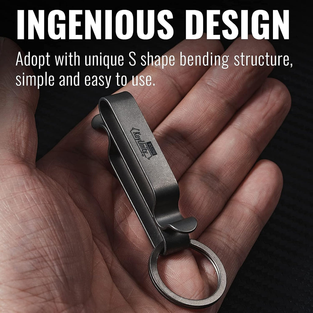 KM00 Titanium Belt Loop Keychain Clip | Double Side Quick Release Key Holder with Detachable Key Ring