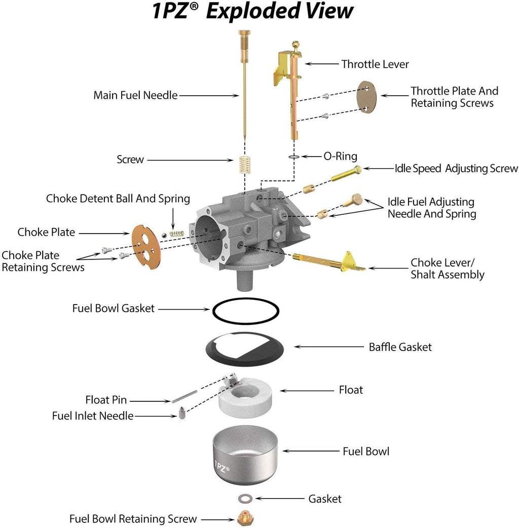 1PZ Carburetor for Kohler K321 and K341 Cast Iron Engine