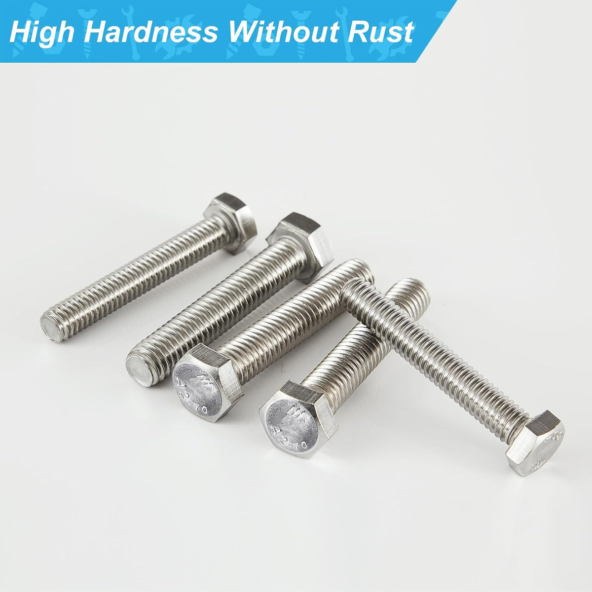 M10-1.5 x 20mm 10Pcs Hex Bolts, Hexagon Head Screws, 304 Stainless Steel(A2-70), Metric Fully Thread, Bright Finish