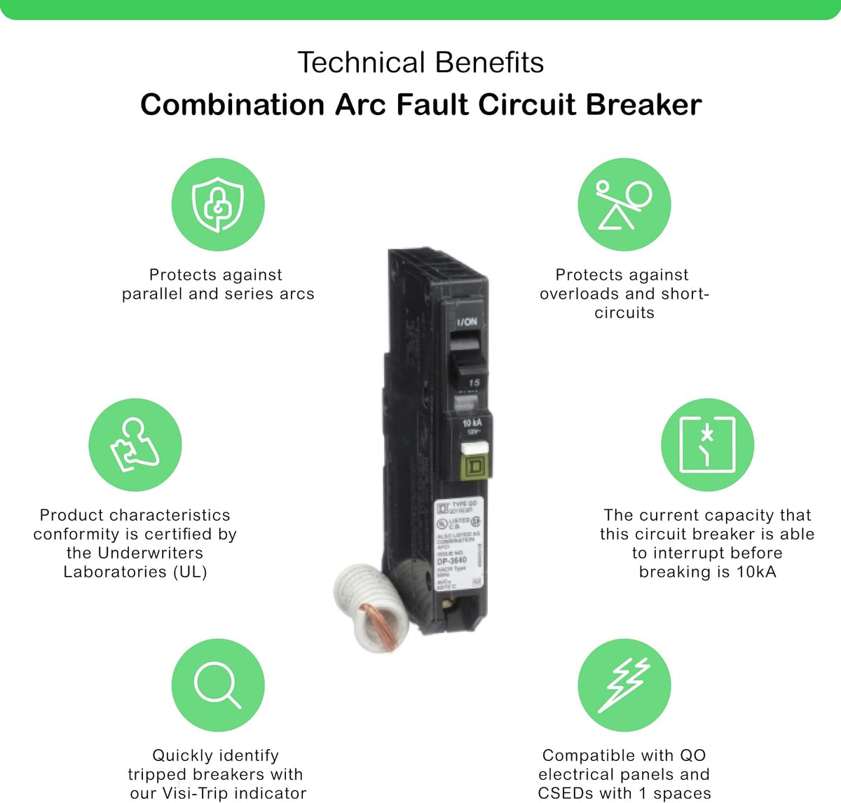 Square D by Schneider Electric Square D - QO115CAFI QO15A Arc Fault Breaker, Black