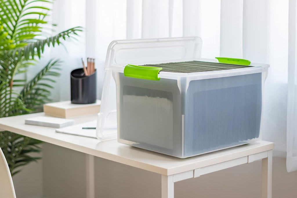 4-Pack 35 Qt. File Box Organizer with Lid, Clear
