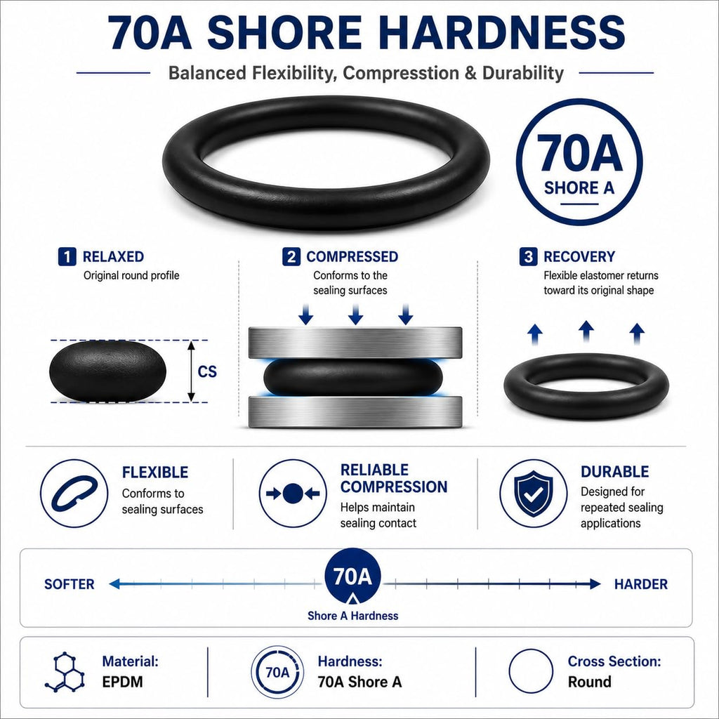 AS568-006 EPDM O-Ring, 0.070" CS, 70A, 100 Pcs