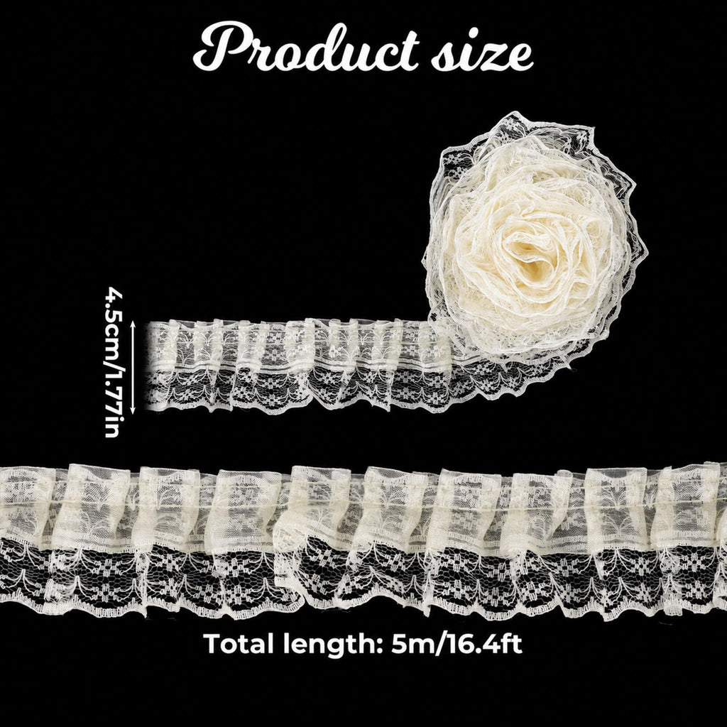 Beige Lace Ruffle Trim