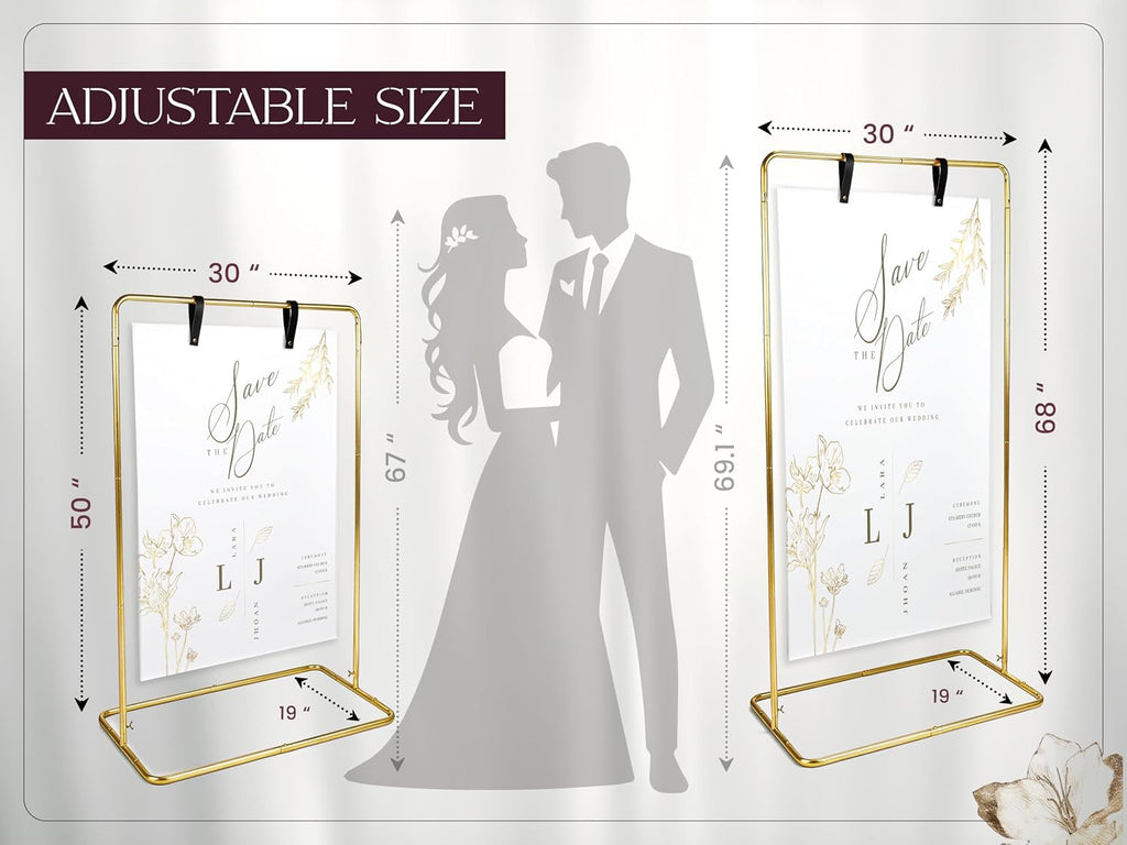 Adjustable wedding welcome sign stand - Customizable design bundle for linen sign stand - wedding sign holder