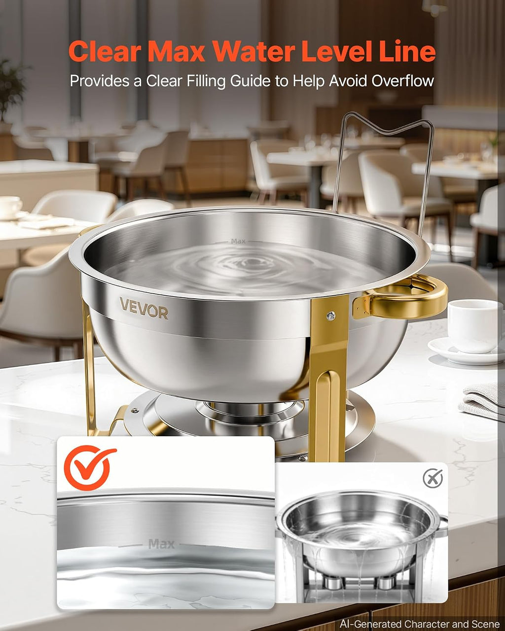 4 Packs Chafing Dishes for Buffet Set, 6QT Stainless Steel Chafer