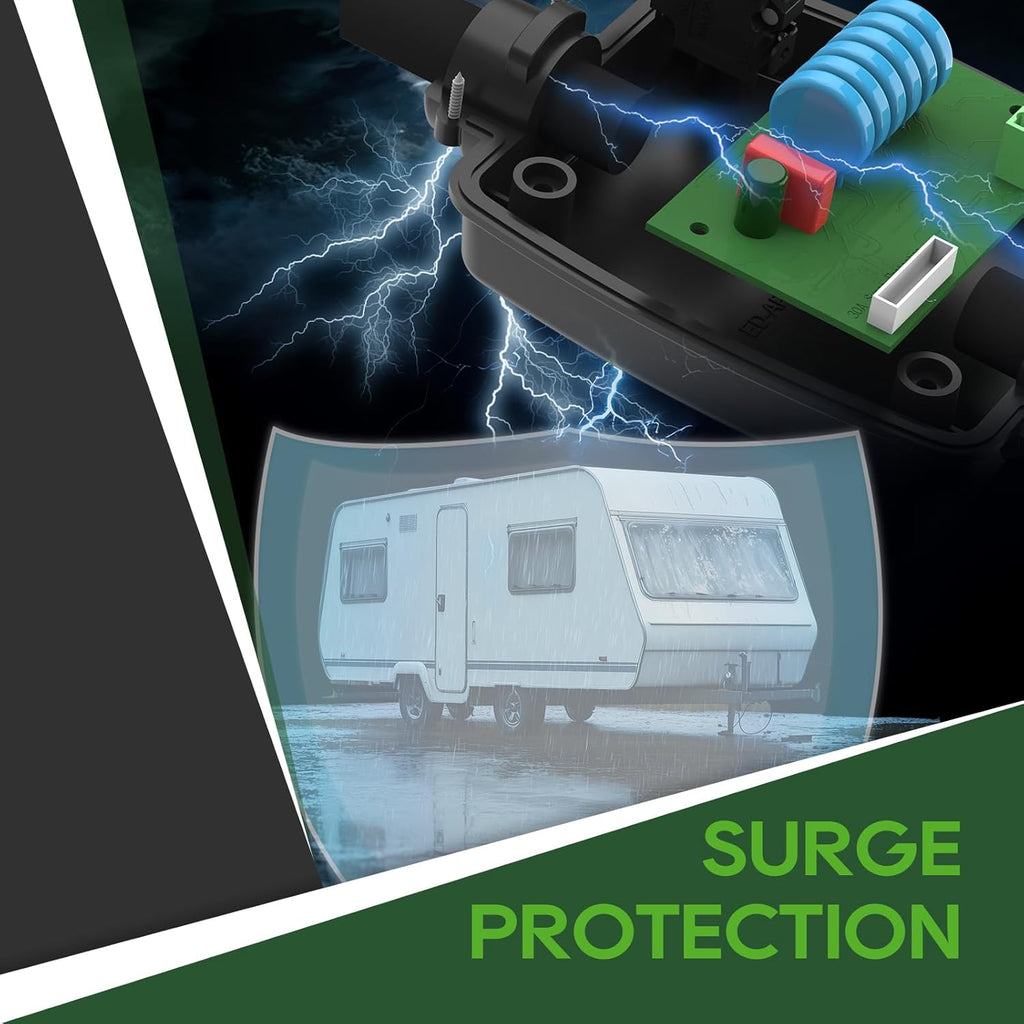 Surge Protector 30 Amp to 50 Amp RV Adapter Cord | NEMA TT-30P to NEMA 14-50R Eletrical Power Adapter with Overload