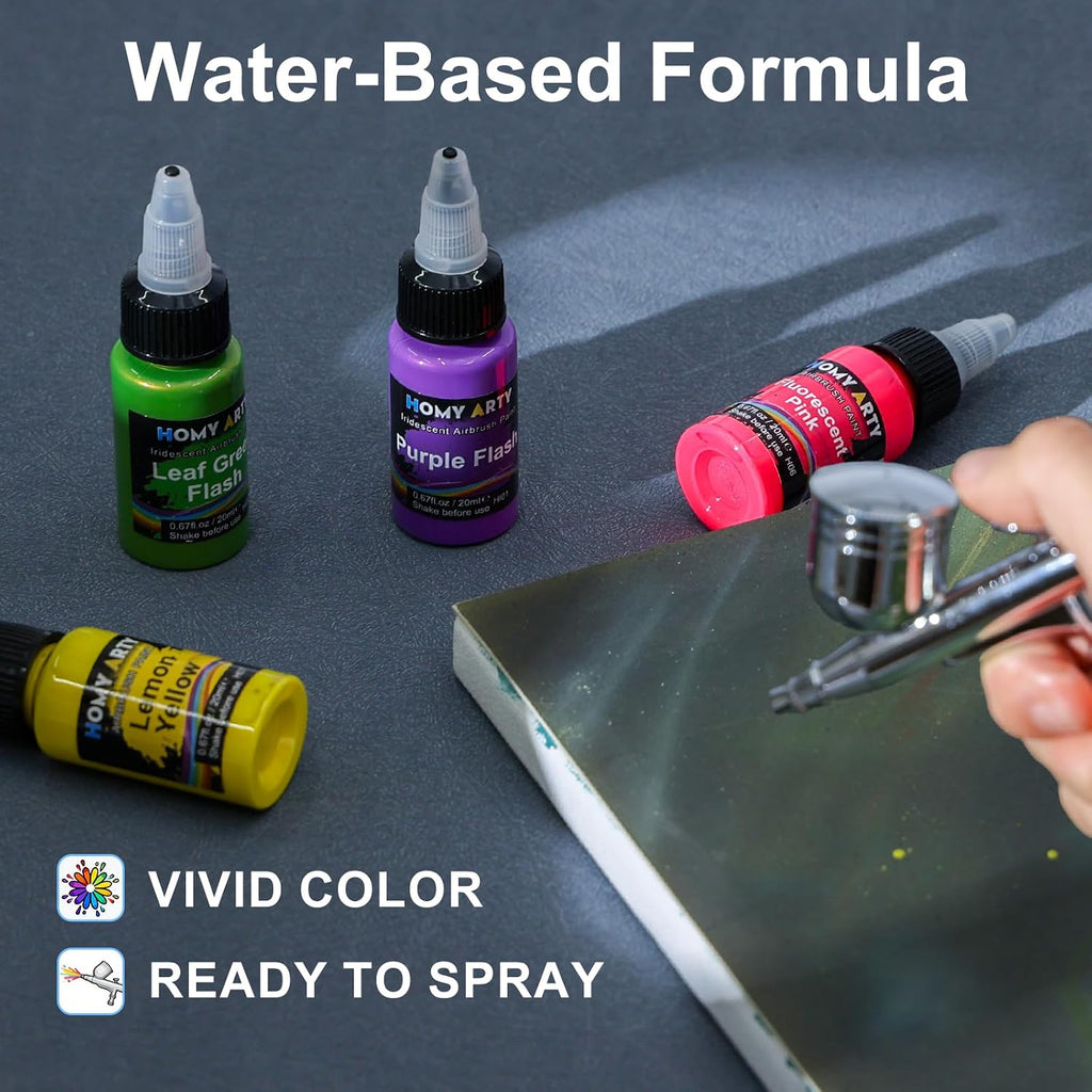 Airbrush Paint - 42 Colors with 6 Thinner & 16.9 fl oz Cleaner | with Brushes Airbrush Paint Set, Ready to Spray