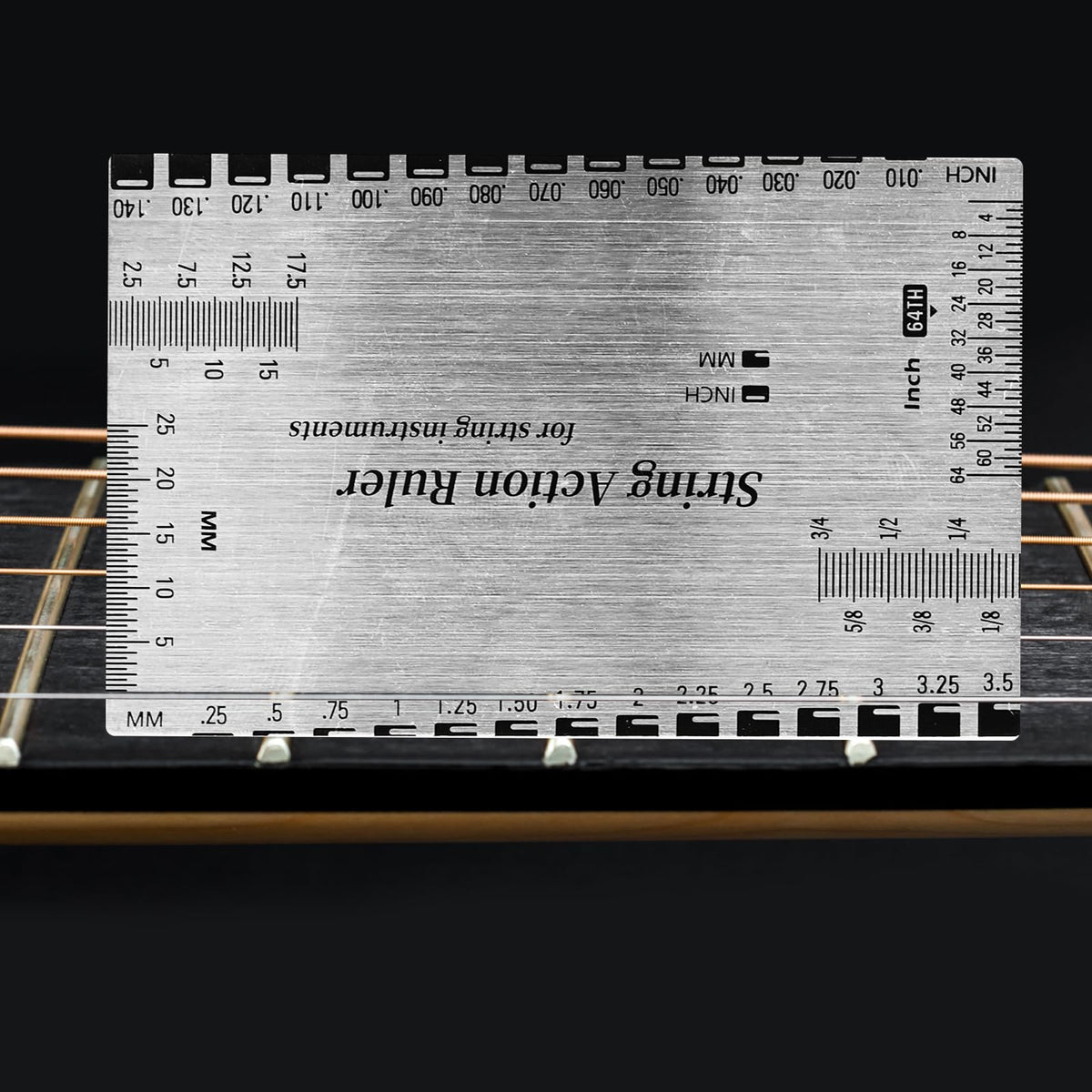 Guitar String Action Gauge Ruler, Stainless Steel Luthier Setup Tool