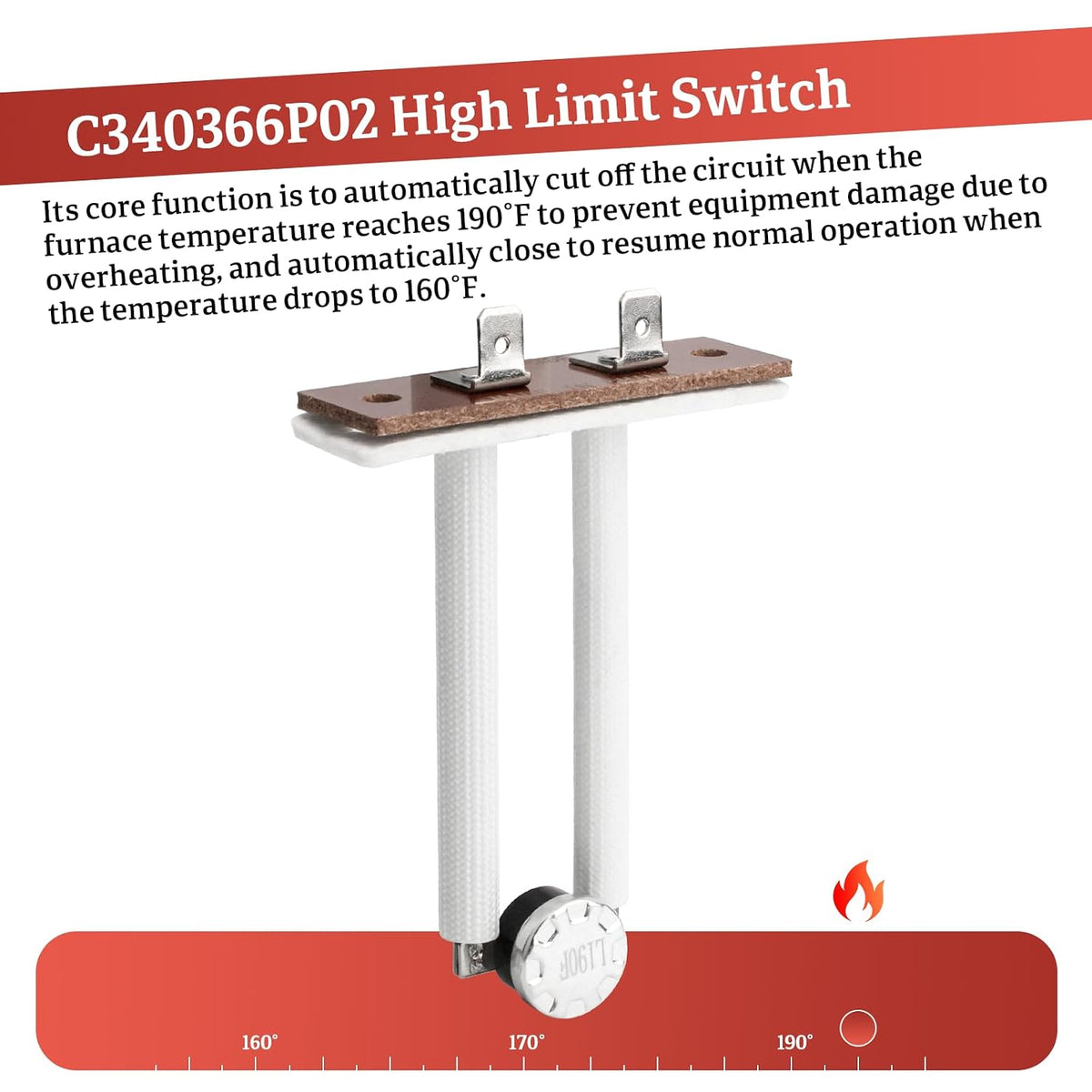 SWT01612 / SWT-1612 Furnace Limit Switch Fits for Trane ＆ American Standard