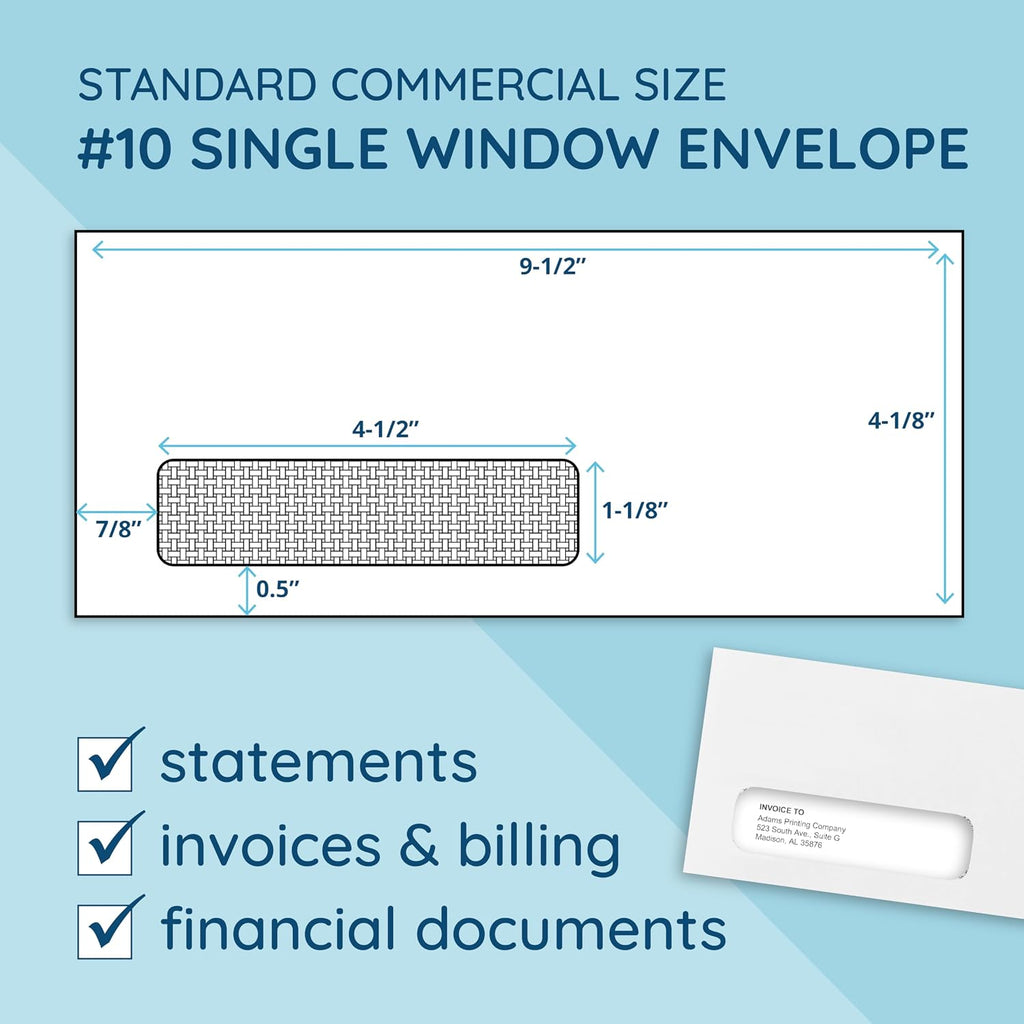 500#10 Left Window Security Envelopes, Flip & Seal
