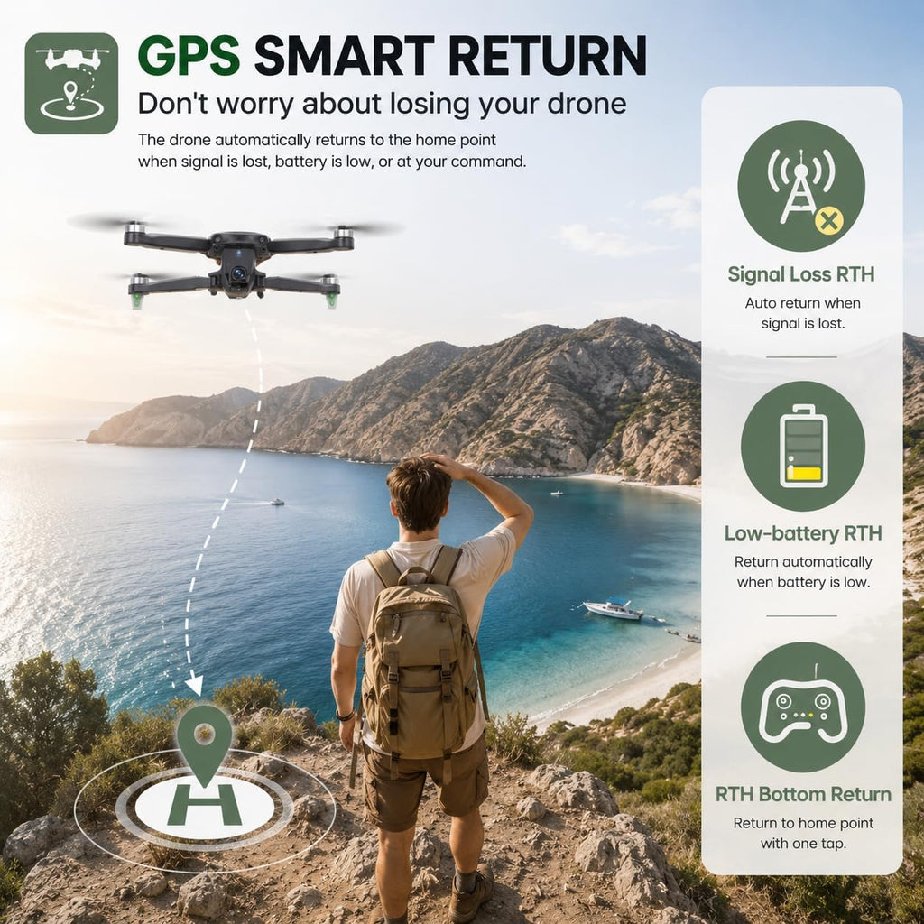 HS175D GPS Drone with 4K Camera for Adults, Under 249g, Foldable RC Quadcopter with Auto Return, 46 Mins Long Flight