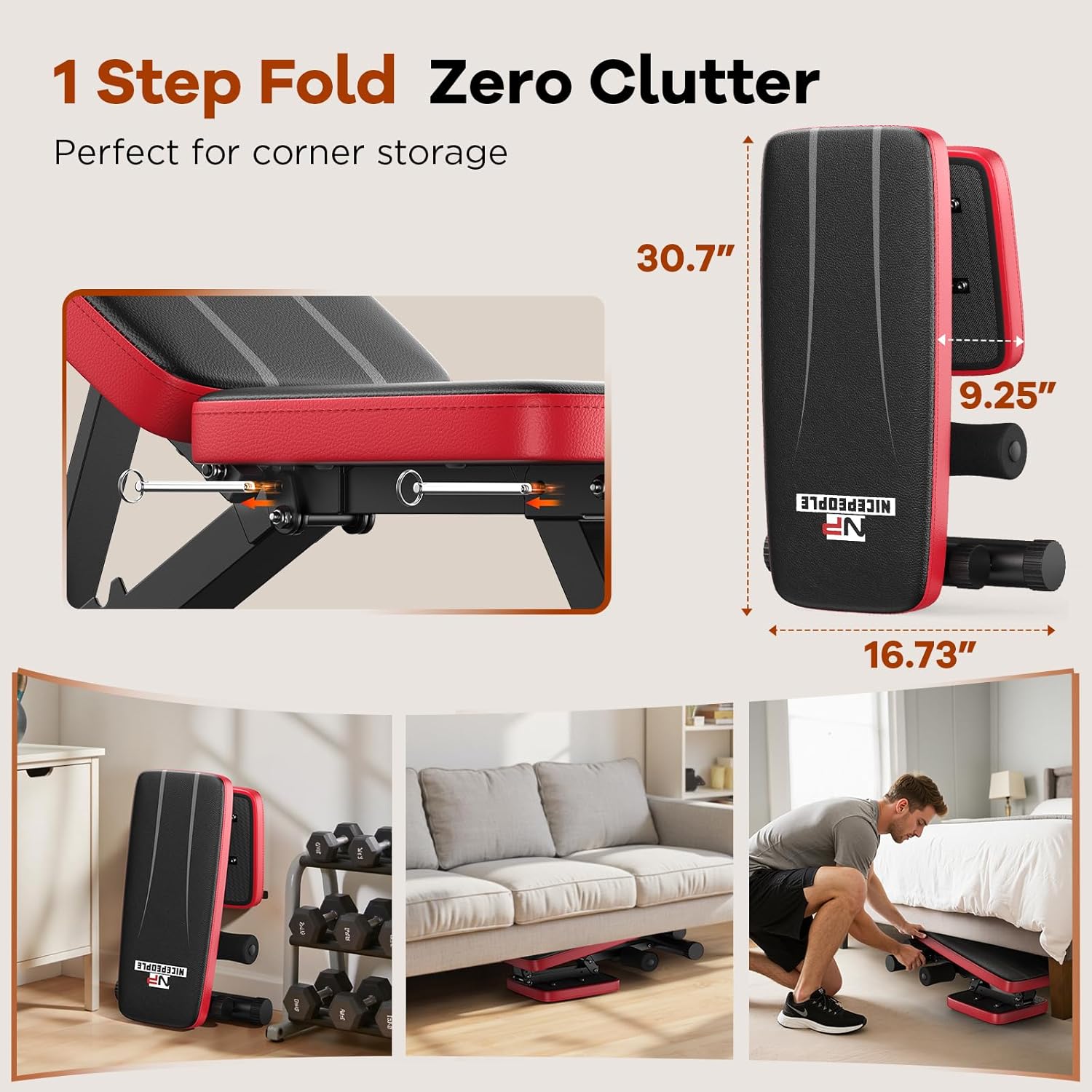 Adjustable Weight Bench for Home Gym, 660LBS Capacity Workout Bench with 8 Backrests for Chest Shoulders Arms