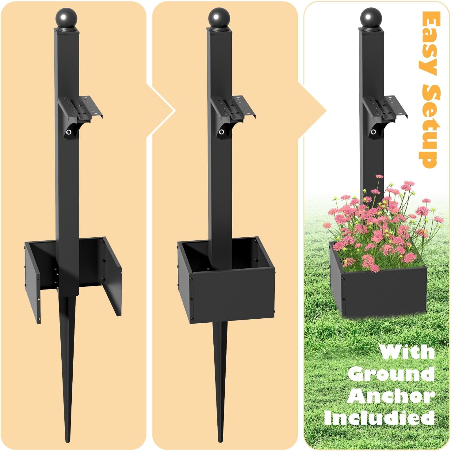 56" Decorative Mailbox Post with Planter Box for Outside | For Outside, Tall Decorative Mount, Decorative Post