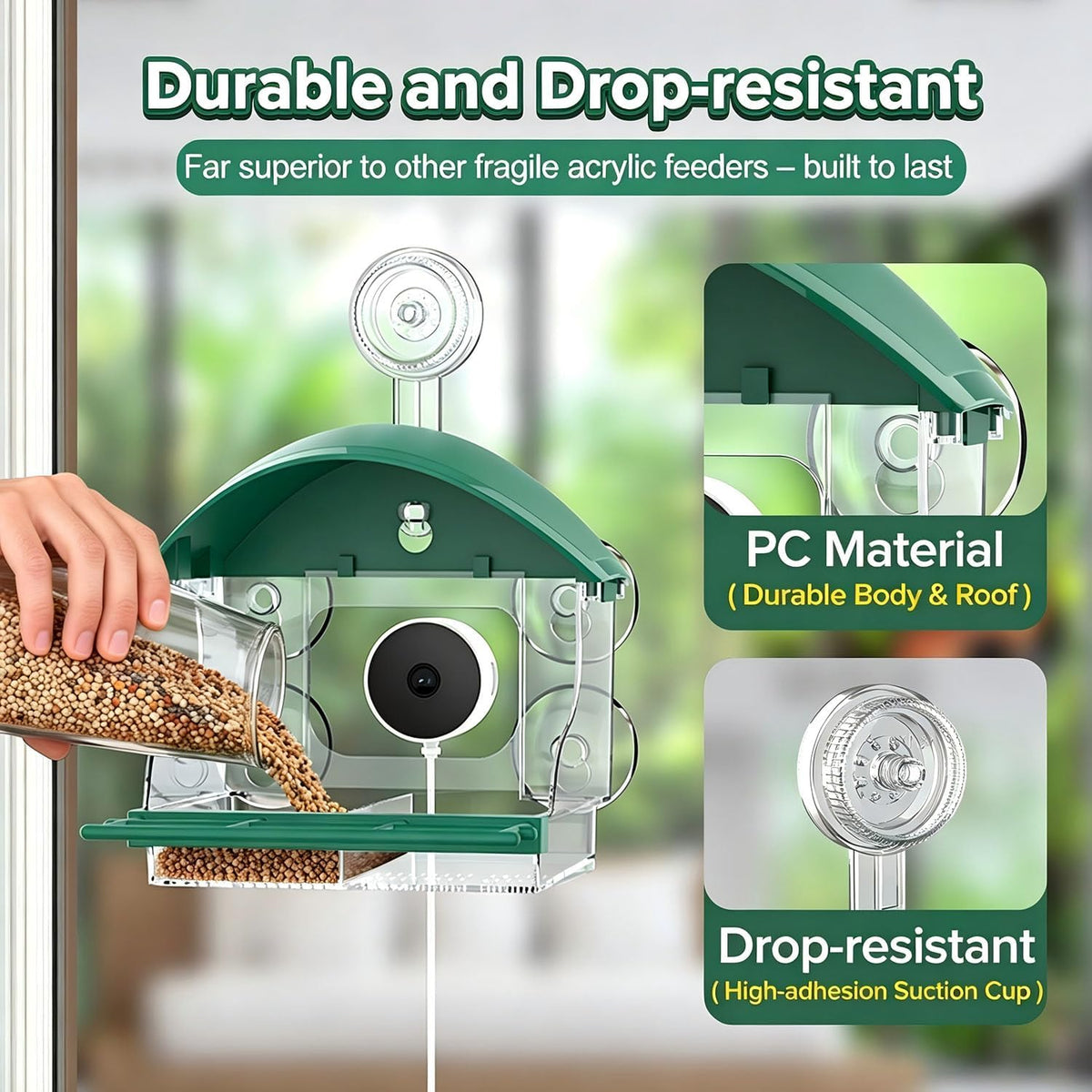 2026 Upgraded Window Bird Feeder with Camera for Bird Watching