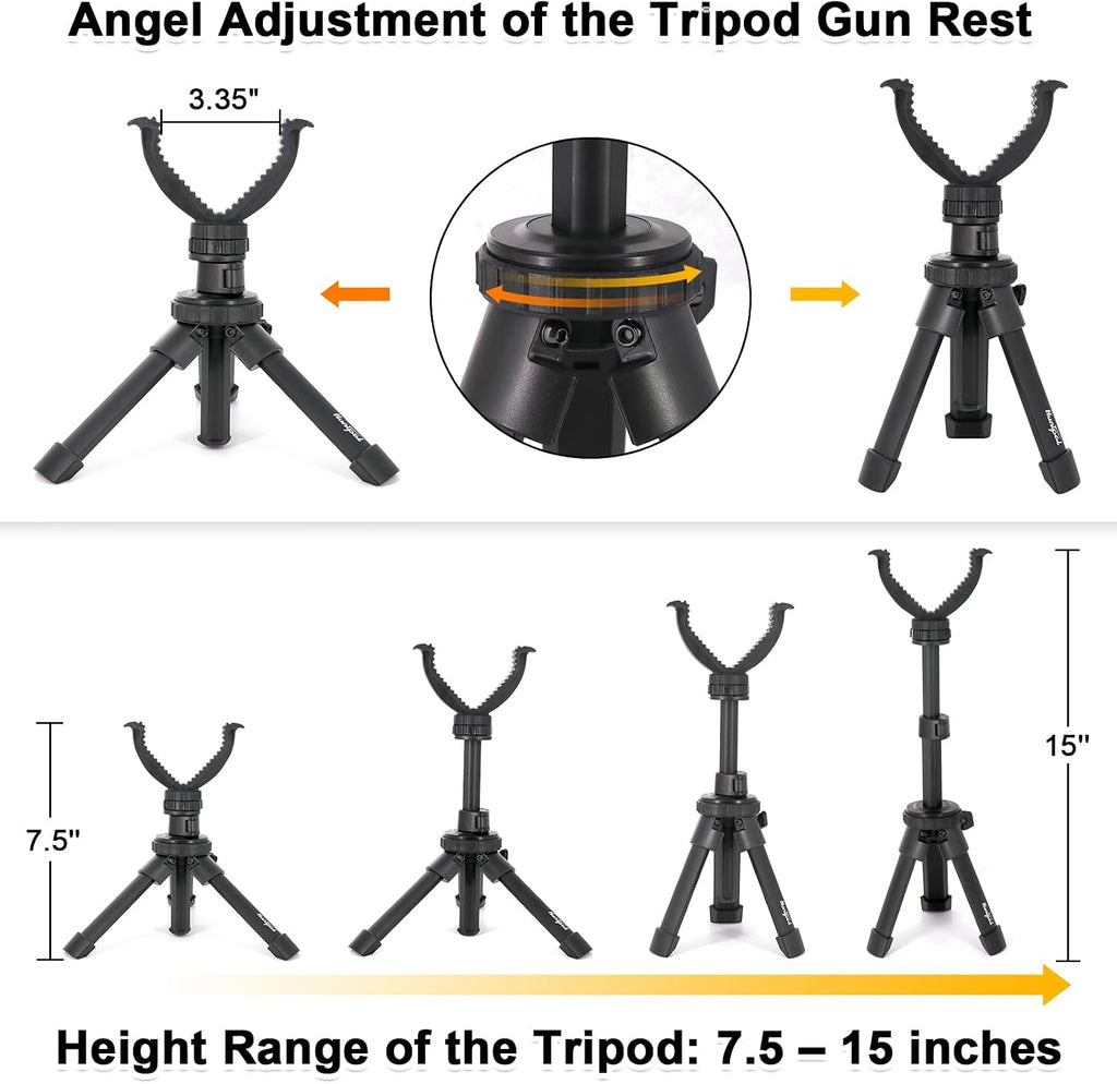 Tripod Shooting Stick Rifle Table Shooting Rest, for Range Practice | Portable, Adjustable Height, Compact Aluminum